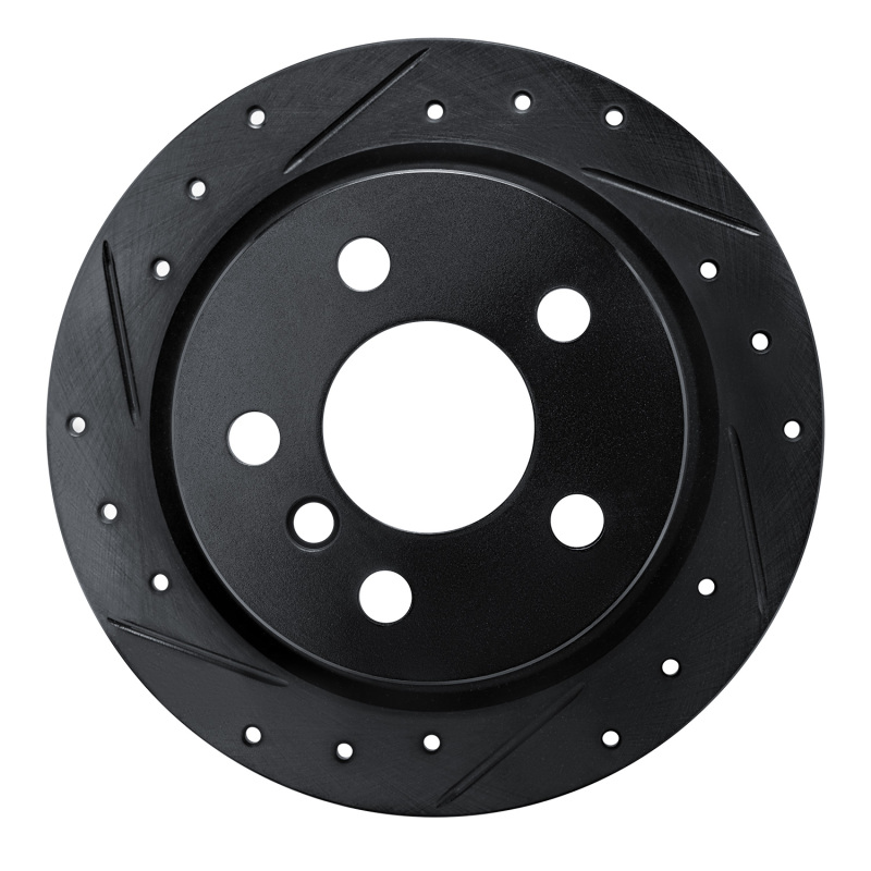 Mini Cooper Brake Rotor (1) - Rear Left - R1 Concepts - Drilled & Slotted - Black - `14-`24